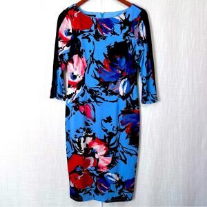 INC International Concepts Printed Long-Sleeve Midi Floral Dress Size 8